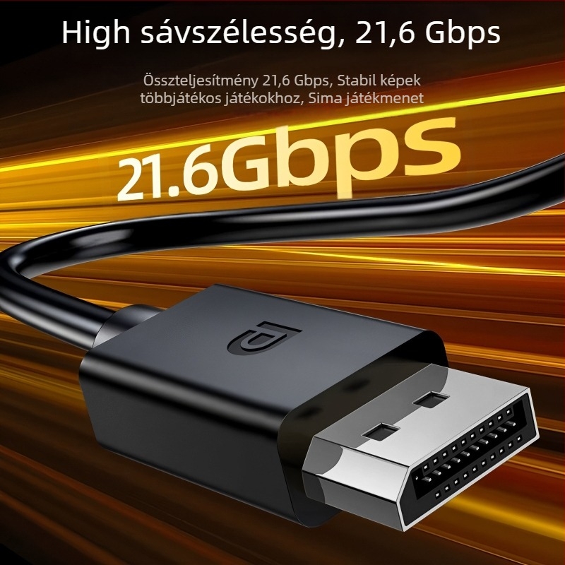 DP kábel, DP férfi–DP férfi, verzió 1.2, 4K60Hz, rézbevonatú acélmag