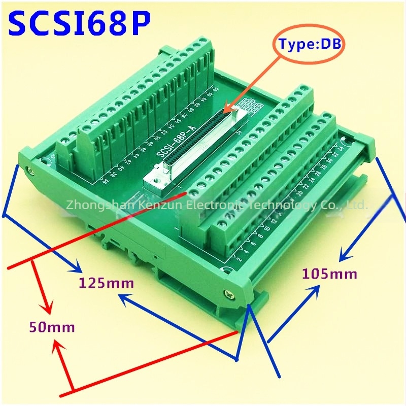 SCSI-68P-A 68-tűs relé terminál blokk modul, 1 pólus, 0,5 A, 36 V, KINGPOW