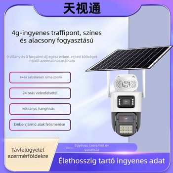 Tianshitong H30 4G napelemes megfigyelő kamera zoommal, AOV, alacsony energiafogyasztás, teljes színű HD, IR éjjellátás, kültéren