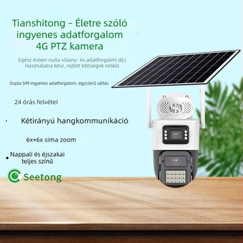Tianshitong H30 4G napelemes megfigyelő kamera zoommal, AOV, alacsony energiafogyasztás, teljes színű HD, IR éjjellátás, kültéren