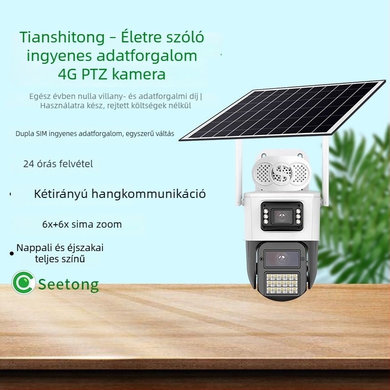Tianshitong H30 4G napelemes megfigyelő kamera zoommal, AOV, alacsony energiafogyasztás, teljes színű HD, IR éjjellátás, kültéren
