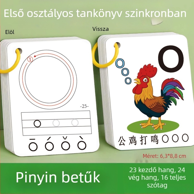 Pinyin kártyák a korai olvasáshoz, papíralapú, 4–6 éveseknek