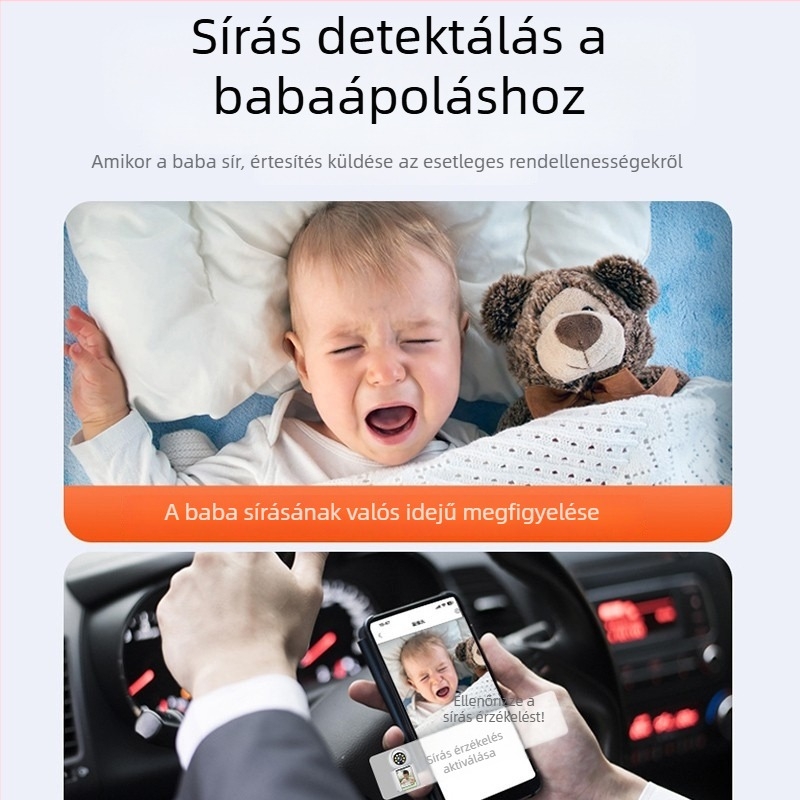 IP kamera babák és idős emberek megfigyeléséhez, vezérlés mobilalkalmazáson keresztül, 720p, 10-30 m hatótávolság, éjszakai látás