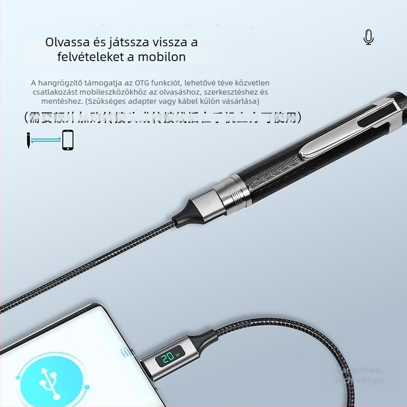 64GB USB 2.0 hangrögzítő egygombos felvétellel, MP3/WAV, 480 perc felvétel, modell U8