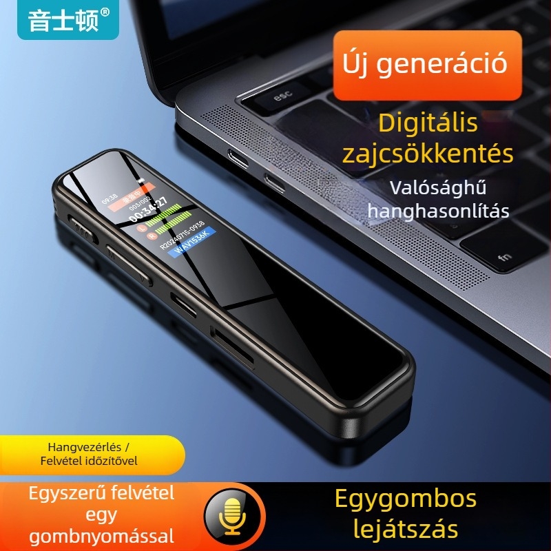 Hordozható professzionális zajcsökkentő hangrögzítő, A20 modell, MP3/WAV, 100 m felvételi távolság, 500 felvételi idő, USB 2.0