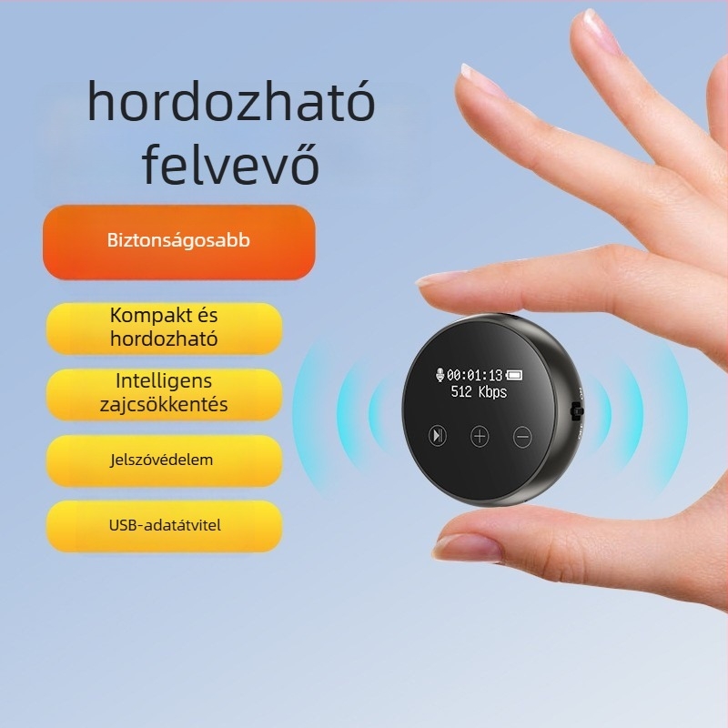 Rögzítő eszköz 8G/32G/64G tárhellyel, HD zajcsökkentés, egygombos felvétel, hangvezérlés, akár 1200 perc felvétel