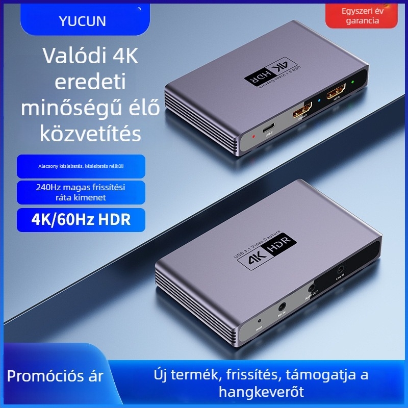 Hc868 HDMI rögzítő kártya — 4K60Hz, 4096×2160, USB, Loop-Out élő közvetítéshez