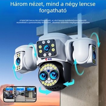 Vezeték nélküli megfigyelő kamera otthoni és kültéri használatra éjjellátással és háromcsatornás megjelenítéssel