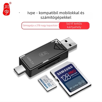 USB-C Kártyaolvasó C251S – Két interfész, USB 2.0, SD/TF támogatás (külső)