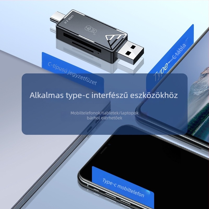 USB-C Kártyaolvasó C251S – Két interfész, USB 2.0, SD/TF támogatás (külső)