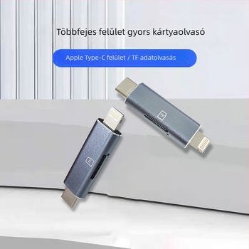 Apple eszközökhöz kártyaolvasó, USB 2.0, Apple Type-C csatlakozó, TF memóriakártya támogatás, alumínium ötvözet ház