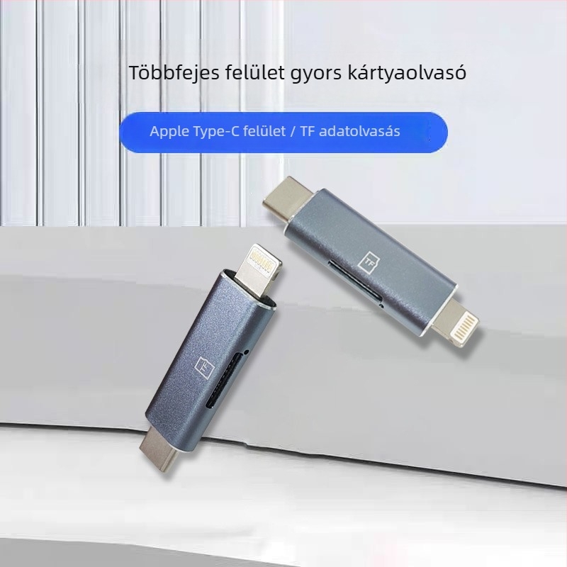 Apple eszközökhöz kártyaolvasó, USB 2.0, Apple Type-C csatlakozó, TF memóriakártya támogatás, alumínium ötvözet ház