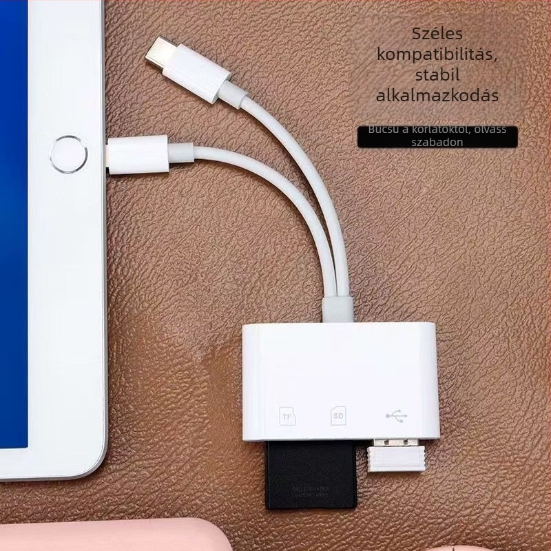 3-in-1 OTG adapter Apple készülékekhez SD/TF kártya támogatással, Type-C interfész