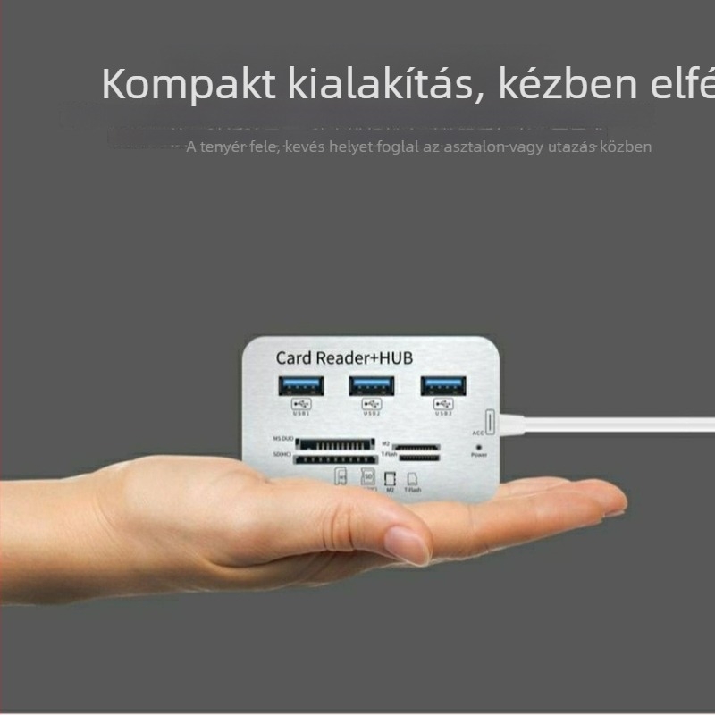 USB 3.0 memóriakártyaolvasó és 3-portos hub