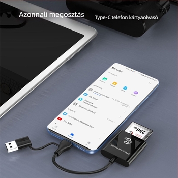 CFexpress Type-B kártyaolvasó, SD 2.0, USB 3.2 (10Gbps) Type-C