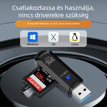 Z200B USB 2.0 kártyaolvasó SD/TF – külső, 2 az 1-ben (Z200B)