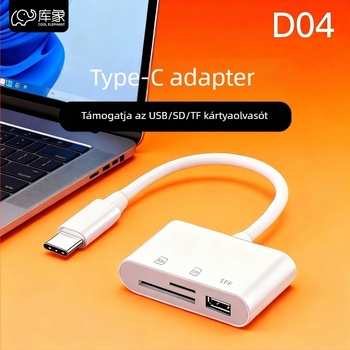 Kártyaolvasó D04 - Kuxiang USB-C Többfunkciós átalakító SD/TF kártyákhoz (Márka: Kuxiang; Modell: D04; Interfész: USB-C; Támogatott kártyák: SD/TF)
