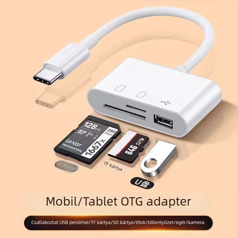 Kártyaolvasó D04 - Kuxiang USB-C Többfunkciós átalakító SD/TF kártyákhoz (Márka: Kuxiang; Modell: D04; Interfész: USB-C; Támogatott kártyák: SD/TF)