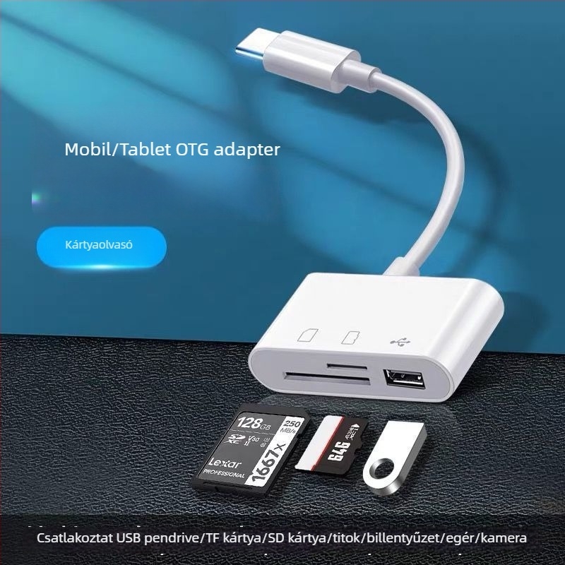 Kártyaolvasó D04 - Kuxiang USB-C Többfunkciós átalakító SD/TF kártyákhoz (Márka: Kuxiang; Modell: D04; Interfész: USB-C; Támogatott kártyák: SD/TF)
