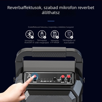 Hordozható Bluetooth karaoke hangfal mikrofonnal, 10W, Bluetooth 5.0, 100 Hz–20 kHz, SNR ≥85 dB, 10 m hatótáv
