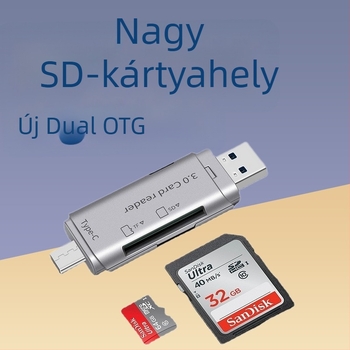Type-C USB 3.0 memóriakártyaolvasó – All-in-One SD/TF, OTG, telefonokra és számítógépekre