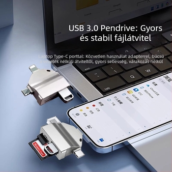 3 az egyben USB Type-C kártyaolvasó OTG-val – USB 3.0/2.0 Android- és Apple eszközökhez