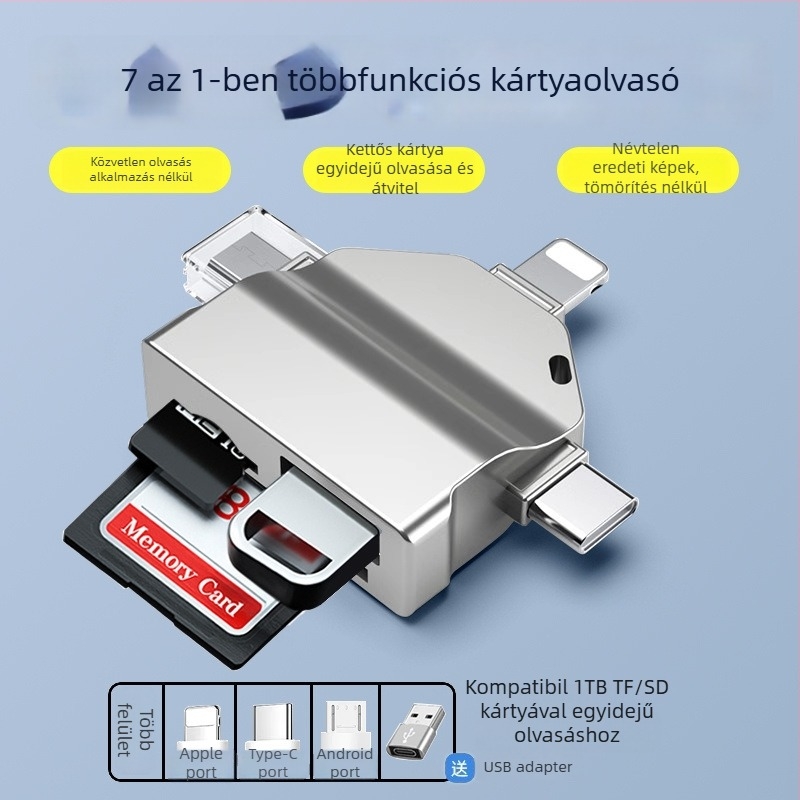 3 az egyben USB Type-C kártyaolvasó OTG-val – USB 3.0/2.0 Android- és Apple eszközökhez