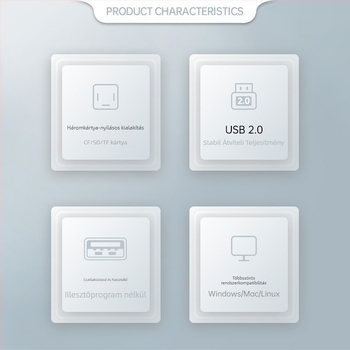 FB-680S USB kártyaolvasó CF/SD/TF támogatással, külső telepítés, USB 2.0, Windows XP-kompatibilis