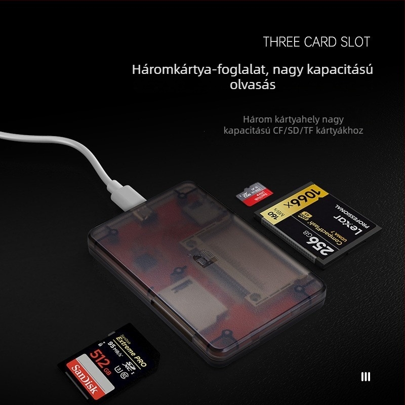 FB-680S USB kártyaolvasó CF/SD/TF támogatással, külső telepítés, USB 2.0, Windows XP-kompatibilis