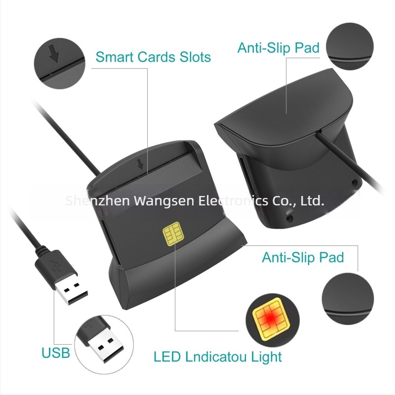SCR303 USB 2.0 ID/Smart kártyaolvasó – ABS, támogatja a MiniSD/SD/SDHC/TF/MicroSD, súly 80