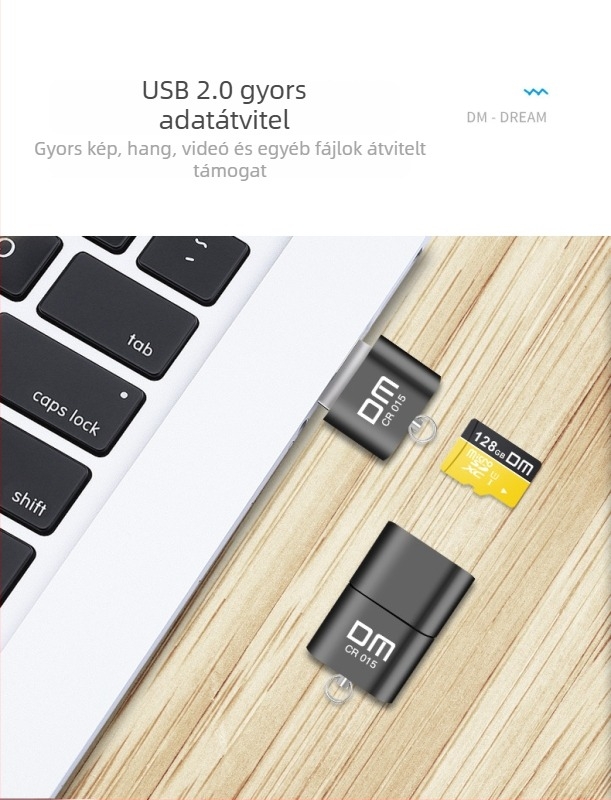 TF memóriakártyaolvasó USB 2.0, fém, beépített