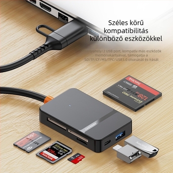 All-in-One USB 3.0/Type-C Kártyaolvasó – CF/SD/TF/MS Pro/MS Micro támogatás, Külső