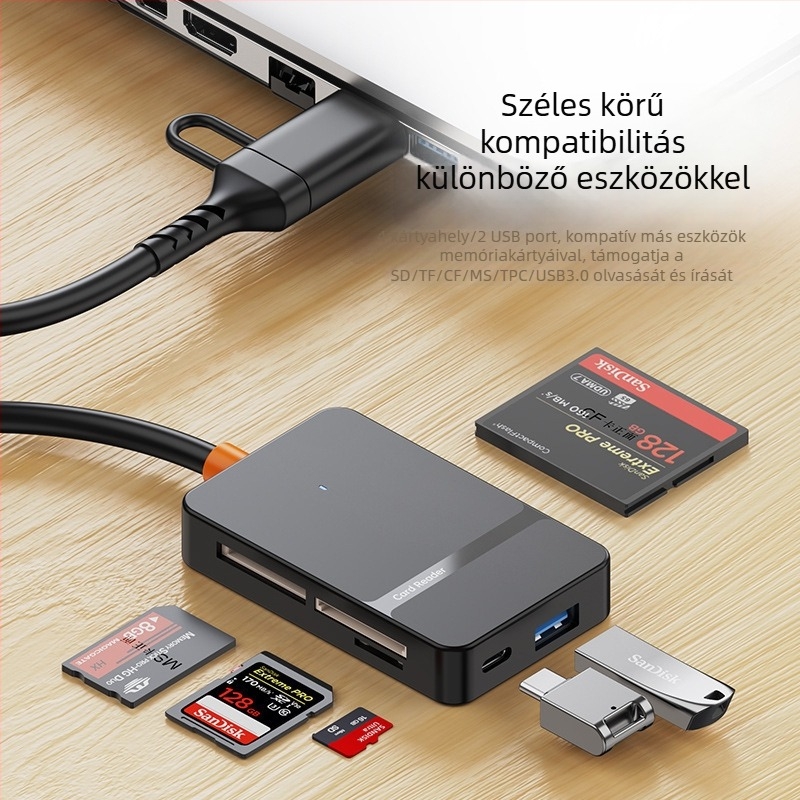 All-in-One USB 3.0/Type-C Kártyaolvasó – CF/SD/TF/MS Pro/MS Micro támogatás, Külső