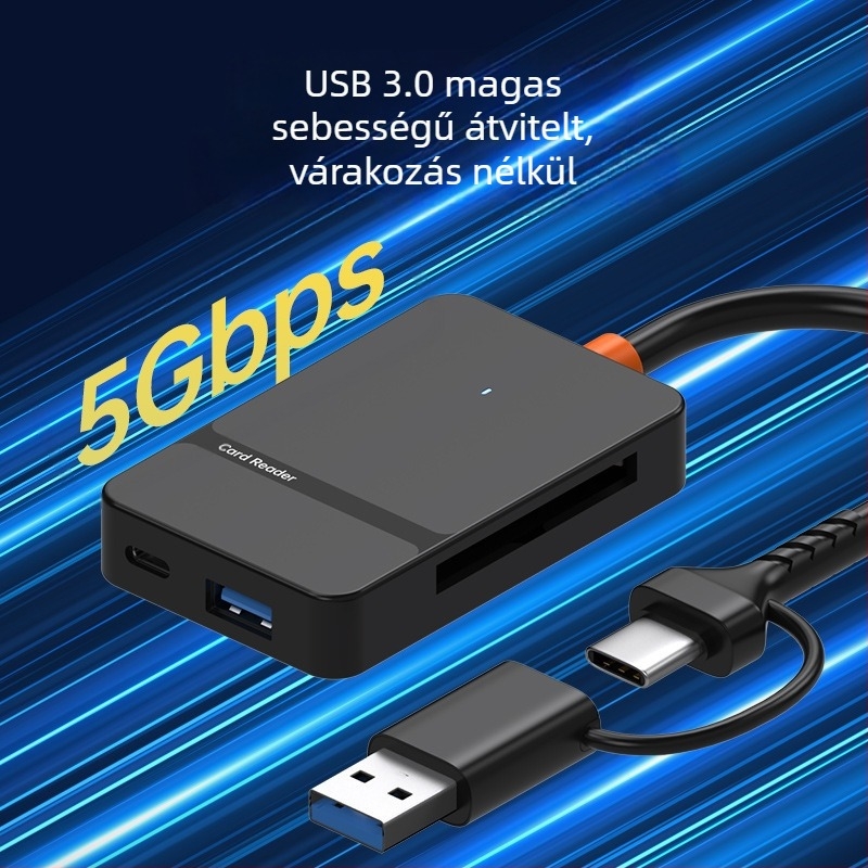All-in-One USB 3.0/Type-C Kártyaolvasó – CF/SD/TF/MS Pro/MS Micro támogatás, Külső
