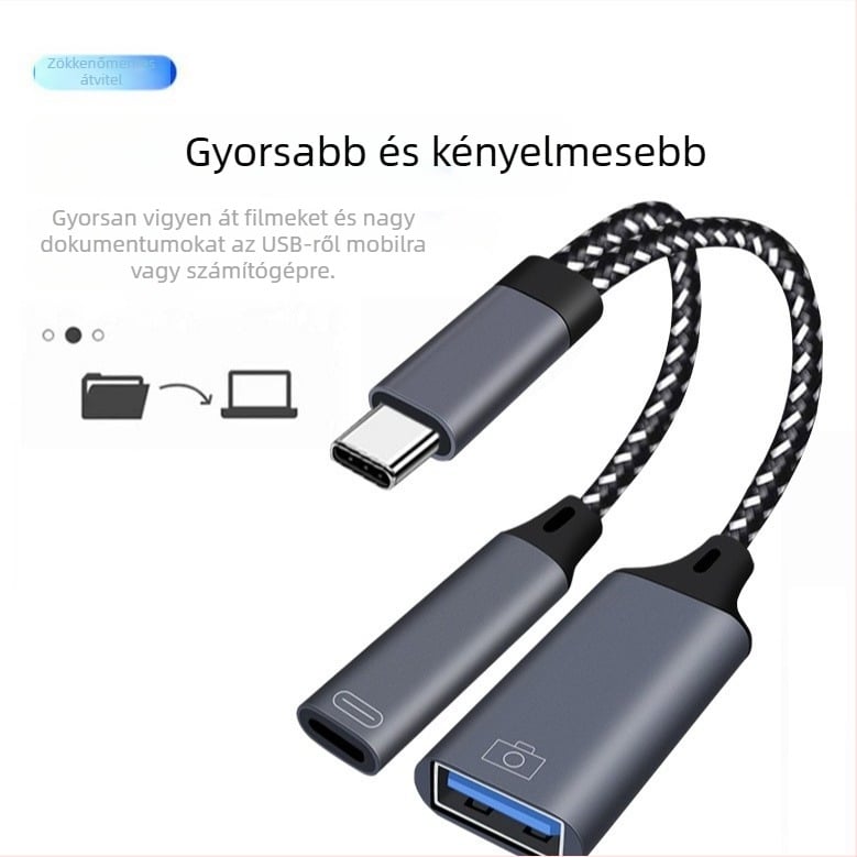 Type-C 2-in-1 OTG adapter iPad Pro-hoz – USB meghajtó, egér és kártyaolvasó támogatás