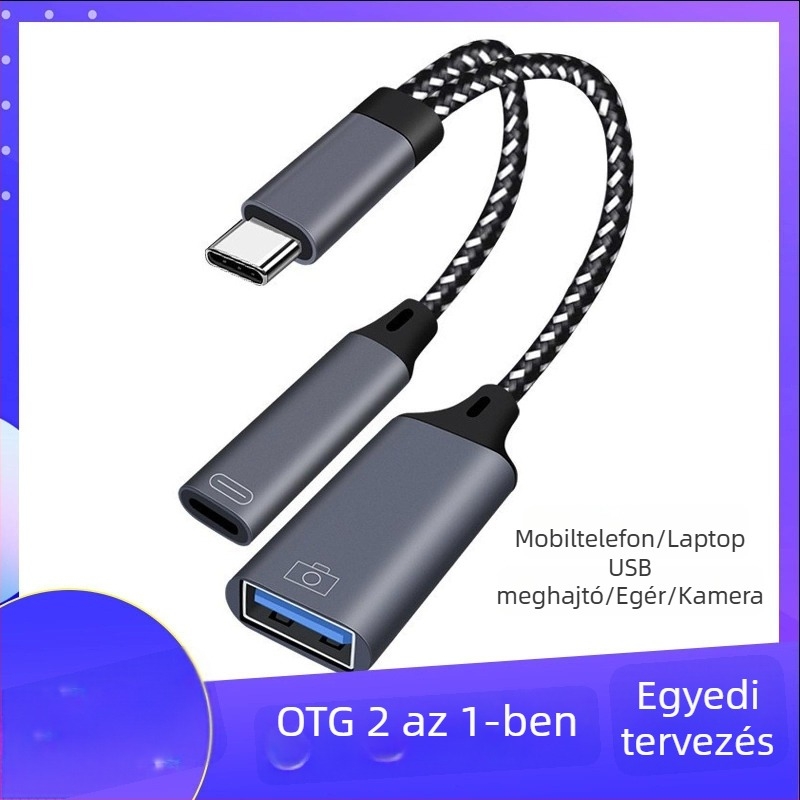 Type-C 2-in-1 OTG adapter iPad Pro-hoz – USB meghajtó, egér és kártyaolvasó támogatás