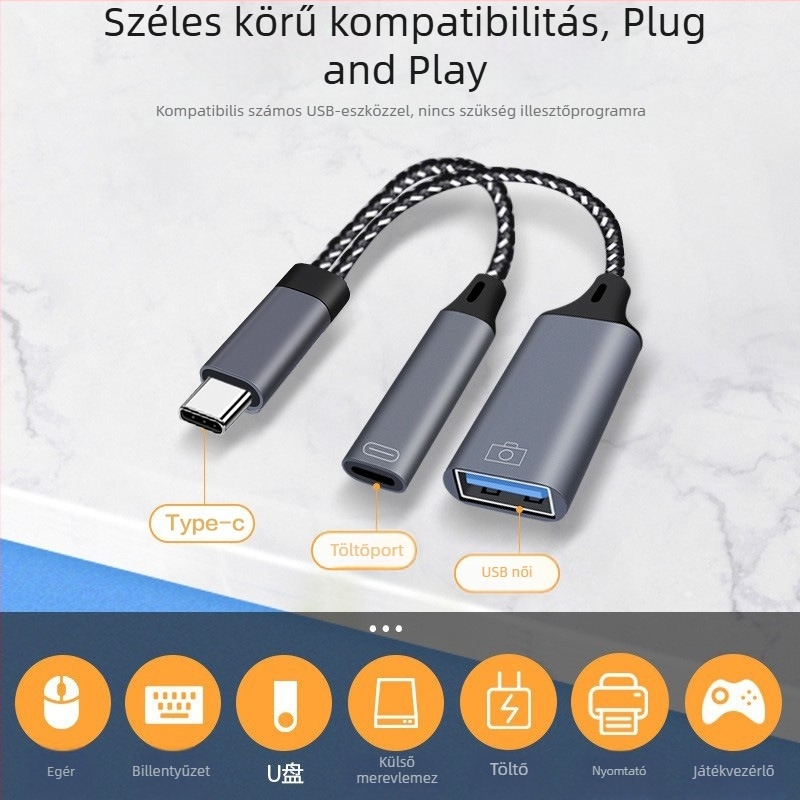 Type-C 2-in-1 OTG adapter iPad Pro-hoz – USB meghajtó, egér és kártyaolvasó támogatás