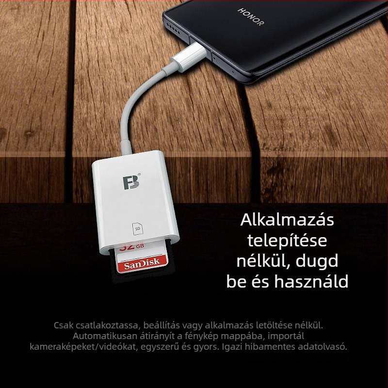 FB-OTG12s USB-C kártyaolvasó Androidhoz – SD-kártya támogatás, kamera fotók olvasása, USB 2.0 interfész