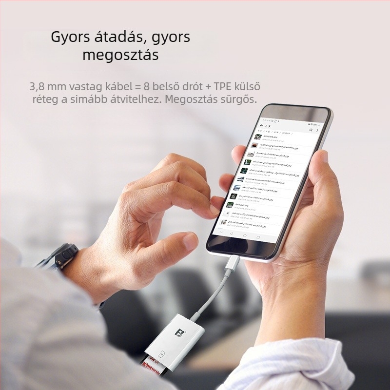 FB-OTG12s USB-C kártyaolvasó Androidhoz – SD-kártya támogatás, kamera fotók olvasása, USB 2.0 interfész