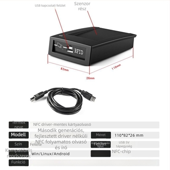 NFC tömeges olvasó/író USB meghajtó nélküli, SDK-vel - Magas frekvencia, észlelési távolság 1–5 cm, olvasási idő 0,5–3 s