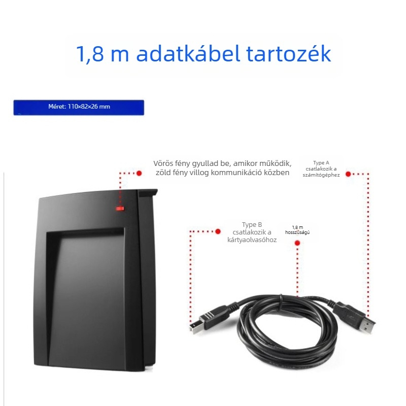 NFC tömeges olvasó/író USB meghajtó nélküli, SDK-vel - Magas frekvencia, észlelési távolság 1–5 cm, olvasási idő 0,5–3 s