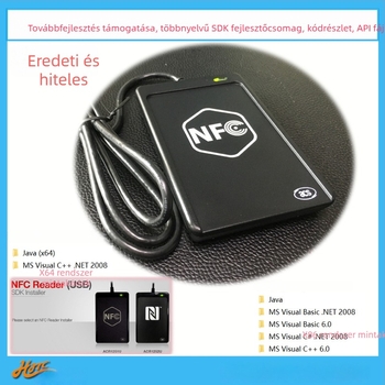 ACR1251U-M1 érintésmentes RFID/NFC kártyaolvasó; USB teljes sebességű felület; támogatja ISO14443 A/B, M1 sorozat, DESFire, FeliCa; 13,56 MHz; olvasási tartomány 5–10 cm