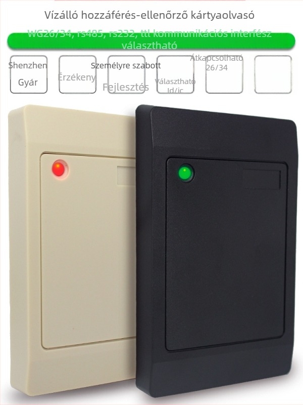 XIRUI XR-R101 vízálló érintés nélküli hozzáférési olvasó, WG26 / Wiegand 34, 13,56MHz/125kHz, ID/IC/NFC kártyákhoz