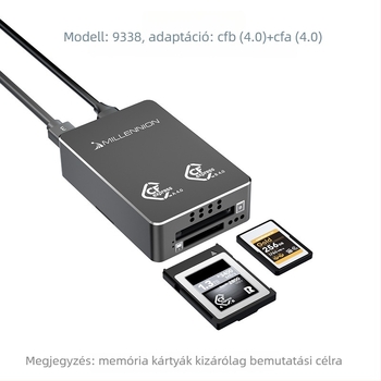 USB4 2-az-egyben kártyaolvasó CFA és CFB támogatással, USB-C interfész 40Gbps-sel, alumínium ház, modell 9338