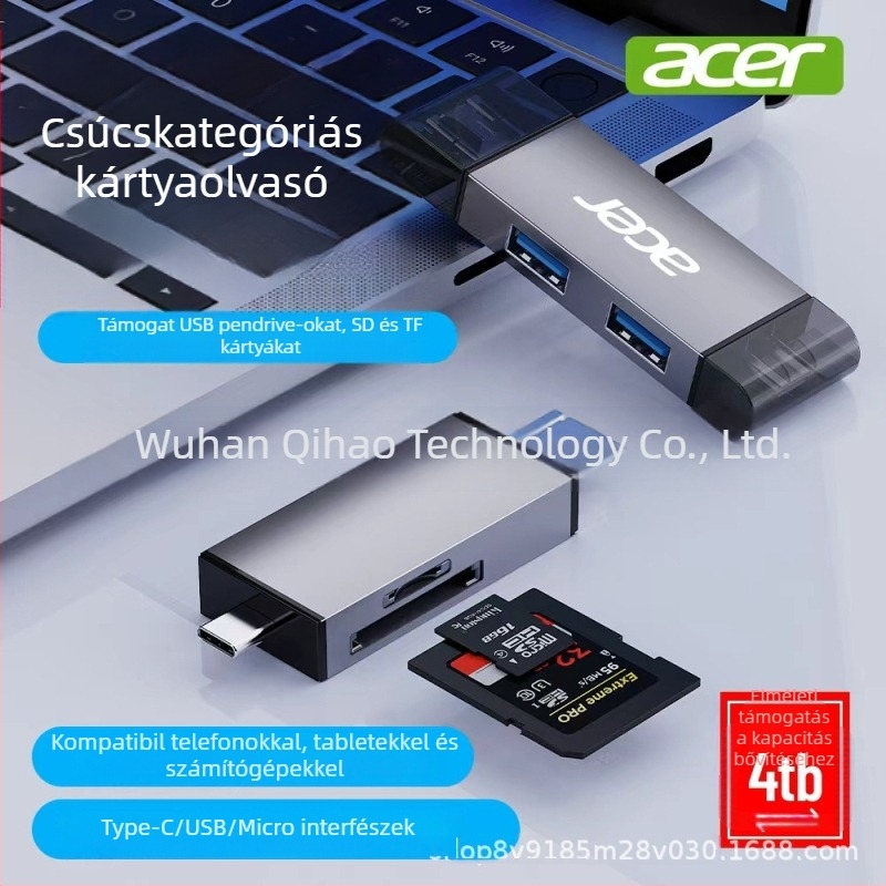 Acer USB 3.0 Type-C memóriakártya-olvasó SD/TF OTG tabletákhoz, telefonokhoz és kamerákhoz