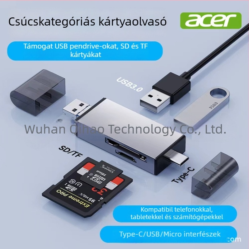 Acer USB 3.0 Type-C memóriakártya-olvasó SD/TF OTG tabletákhoz, telefonokhoz és kamerákhoz