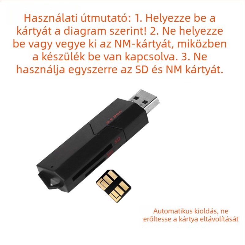 Külső USB 2.0-s kártyaolvasó NM/SD kártyákhoz, műanyag ház, OEM rendelhető logóval, testreszabás rajz alapján