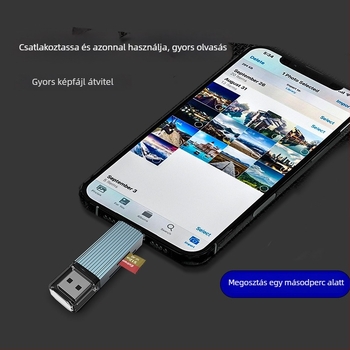 LMD-CR002 USB 2.0 alumínium mini memóriakártya-olvasó SD/TF-hez (külső telepítés) — nikkelezett interfész