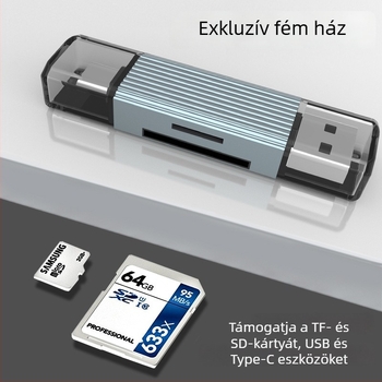 LMD-CR002 USB 2.0 alumínium mini memóriakártya-olvasó SD/TF-hez (külső telepítés) — nikkelezett interfész