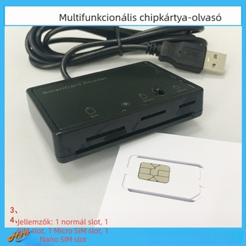 MCR3516 USIM kártya író-olvasó USB-csatlakozással | ISO7816 érintkezős kártya, 4 MHz, olvasási sebesség akár 420 kbps, nano-SIM és micro-SIM támogatás